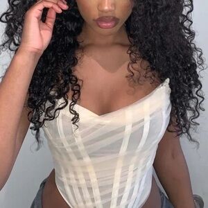 House of CB Ivory Sheer Boned Corset Crop Top